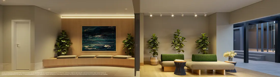 Lobby da Torre A — perspectiva ilustrada
